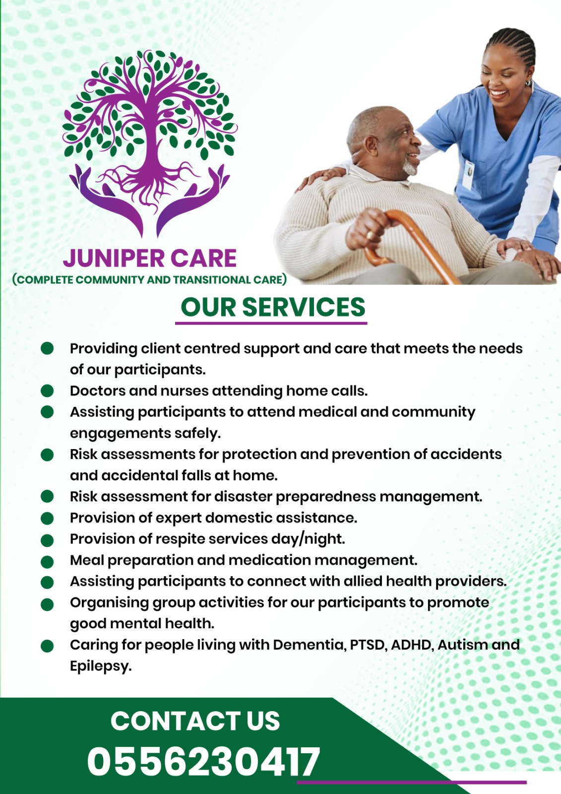 A care professional supporting an older adult